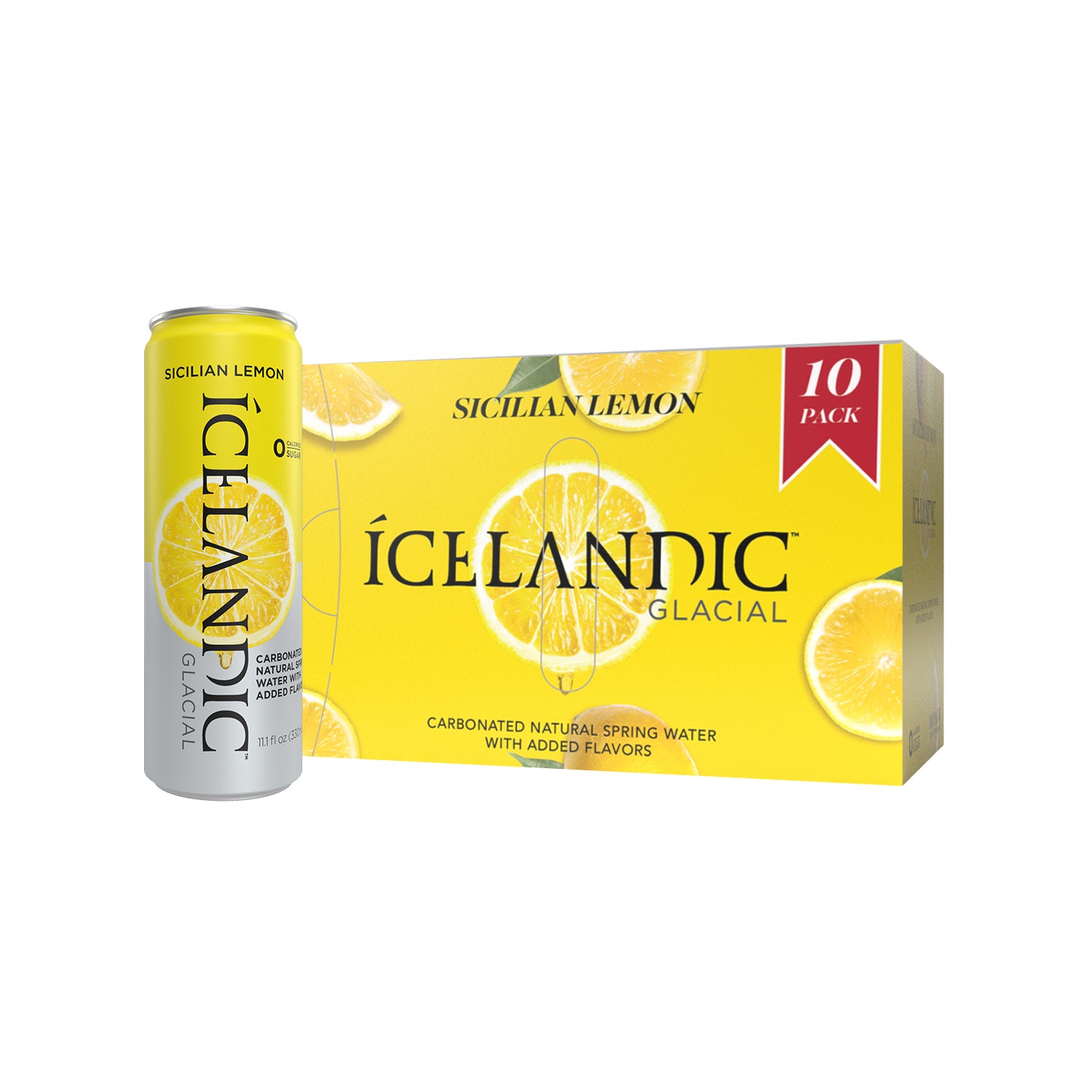 Icelandic Glacial Sparkling Sicilian Lemon Water in Aluminum Cans (10 pack) - Icelandic Glacial