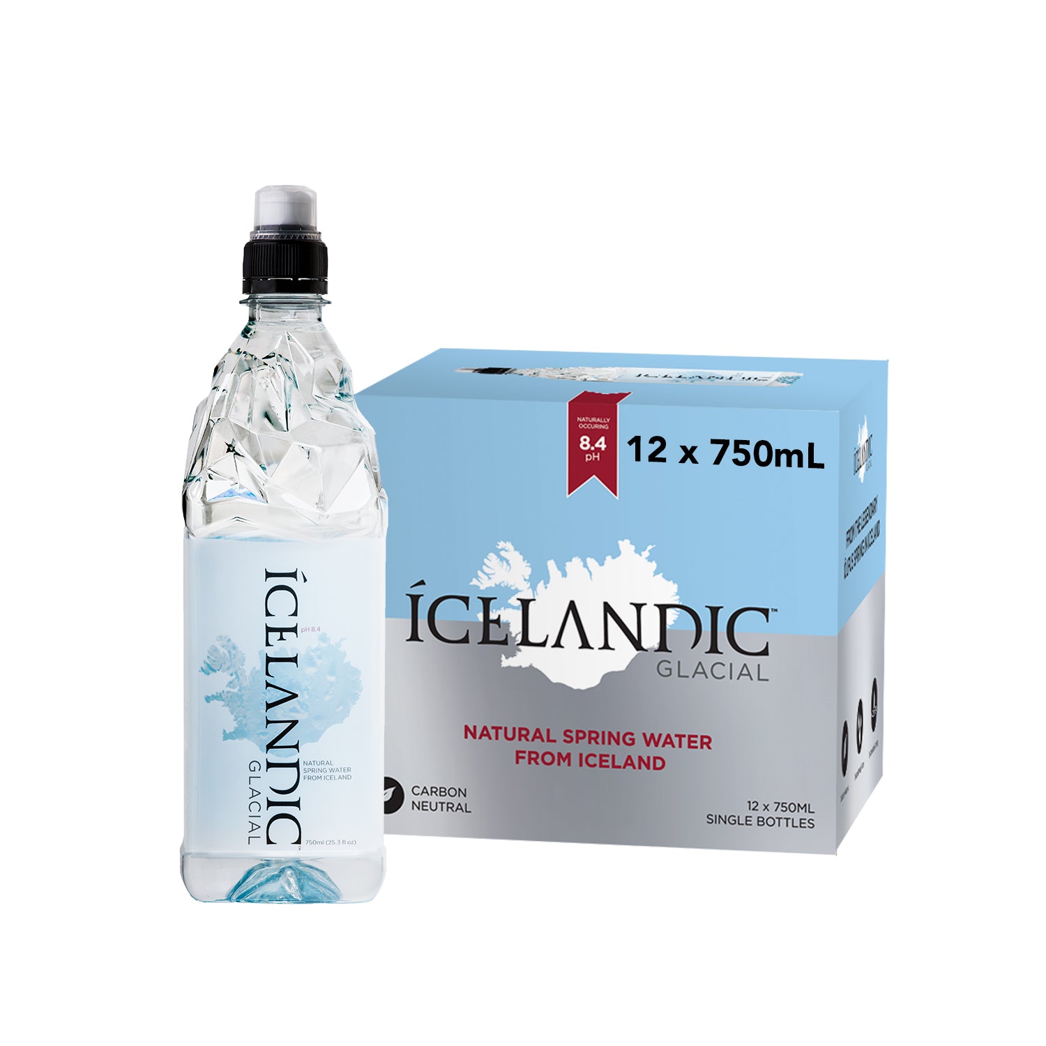 750ml Sports Cap Icelandic Glacial Water Case - LA - Icelandic Glacial